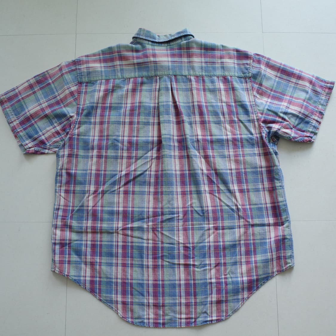 빈티지 90s 아베크롬비 체크 반팔 셔츠 L 상품이미지7
