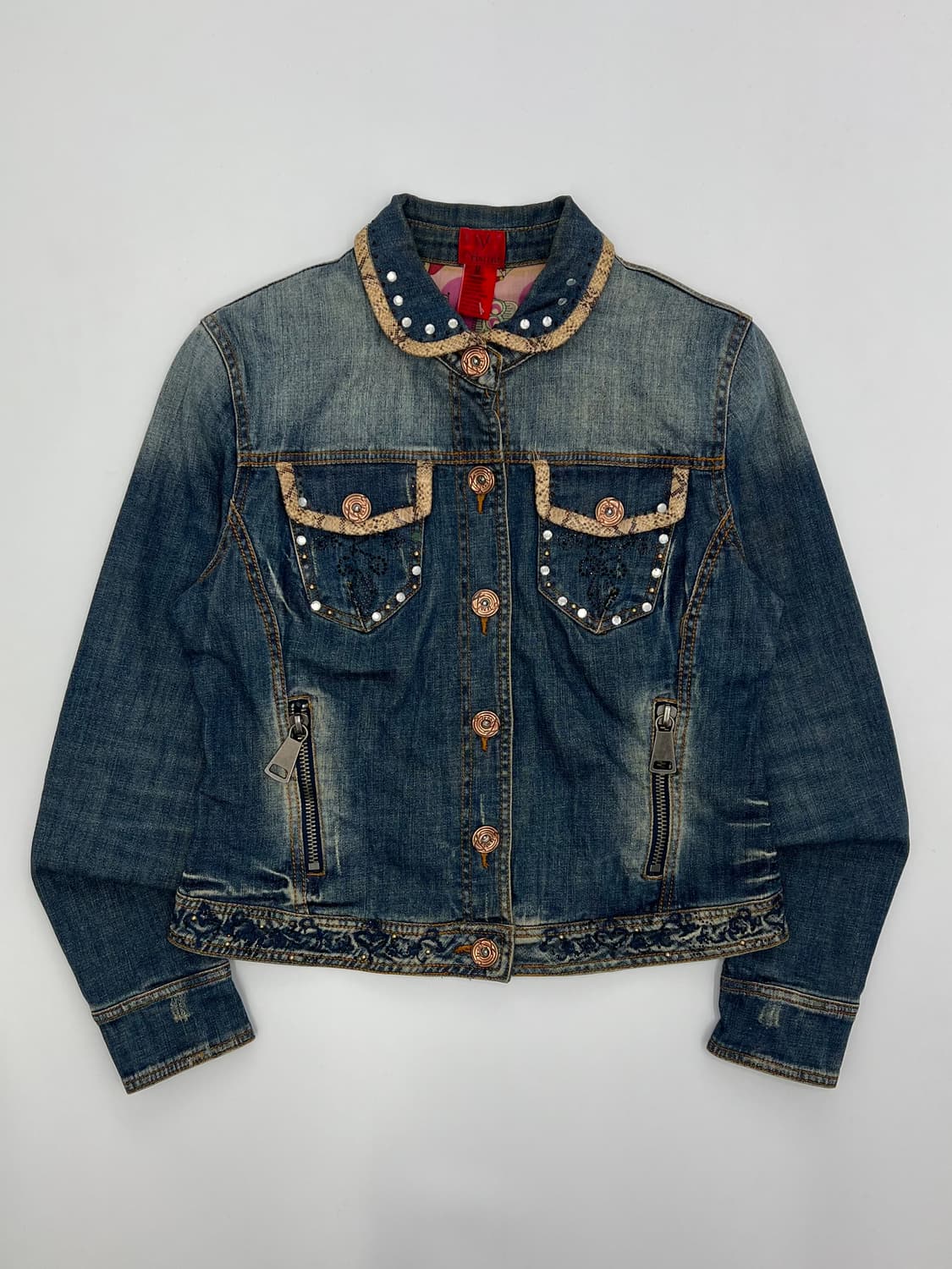 빈티지 비즈 디테일 데님자켓 상품이미지1