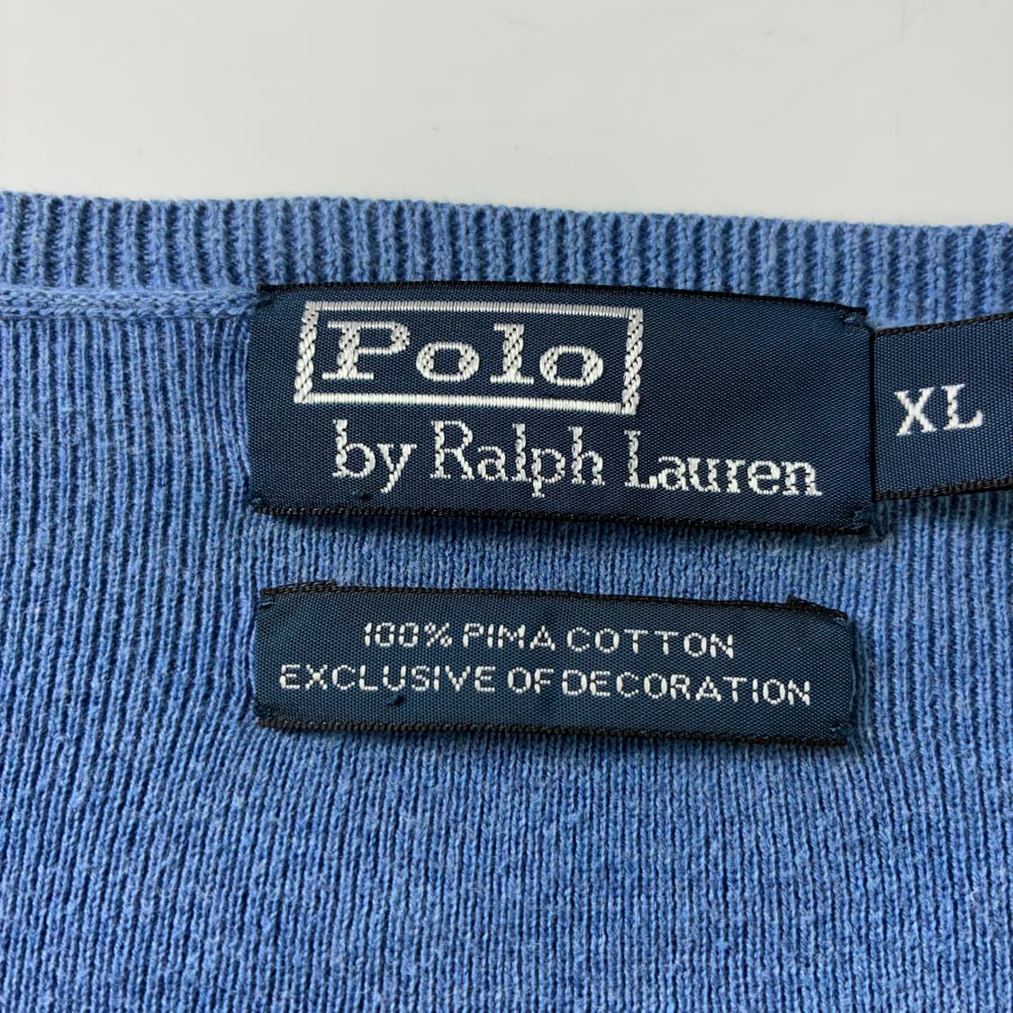 Polo  폴로 랄프로렌 자수 피마코튼 블루 브이넥 니트  상품이미지4