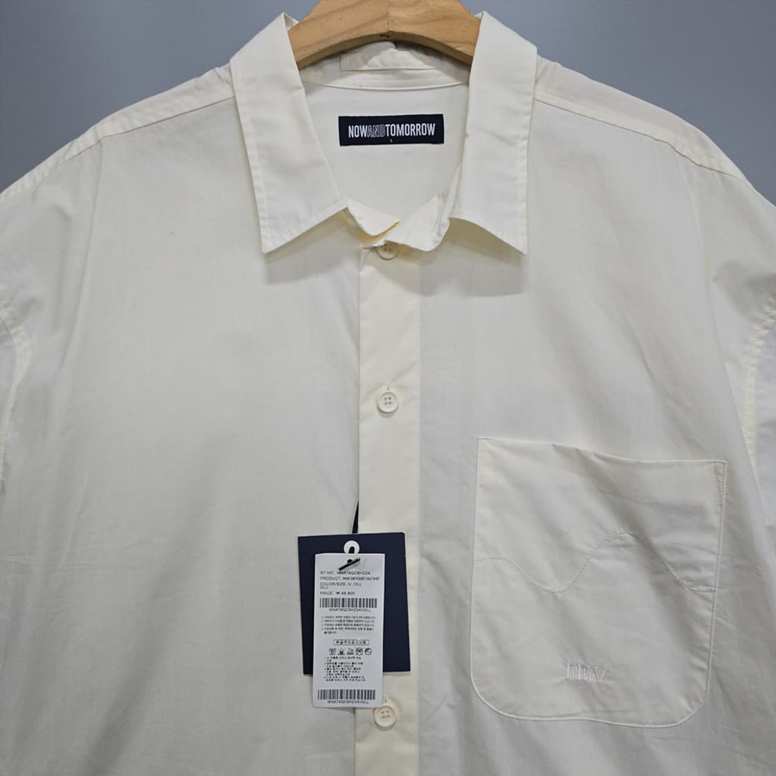 새제품)나우앤투모로우 포켓 반팔 셔츠 아이보리 L 상품이미지2