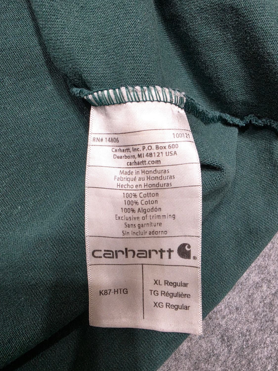 칼하트 오리지널핏 포켓 워크웨어 반팔티 XL 상품이미지8