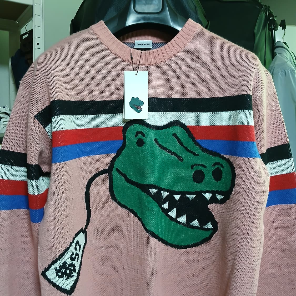 택붙은 미사용 minu 아크릴 마이누 공룡 니트 남녀공용 가을 겨울 상품이미지3