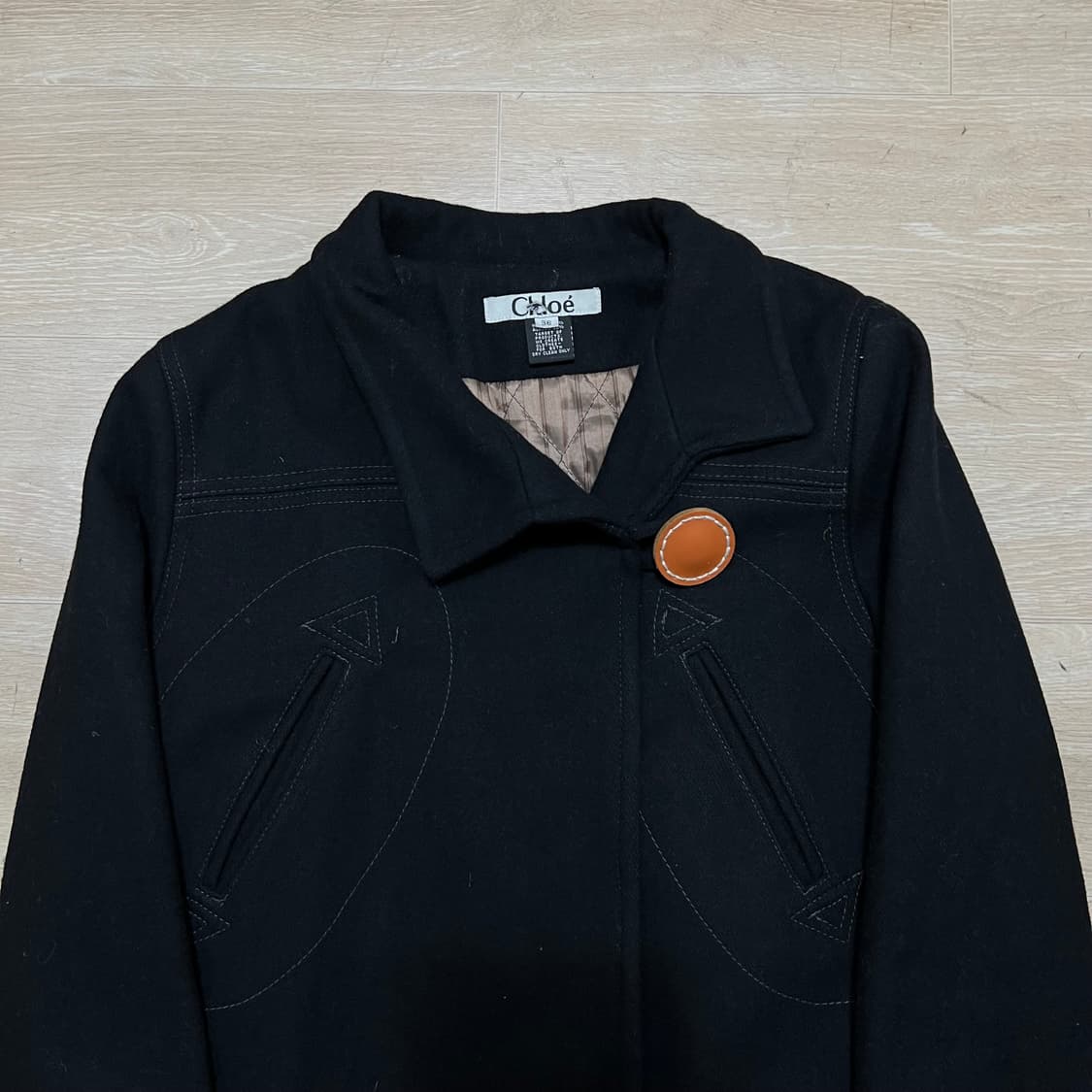 끌로에 여성 클래식 와이드카라 울 싱글코트 [블랙] 36(구 55) 상품이미지2