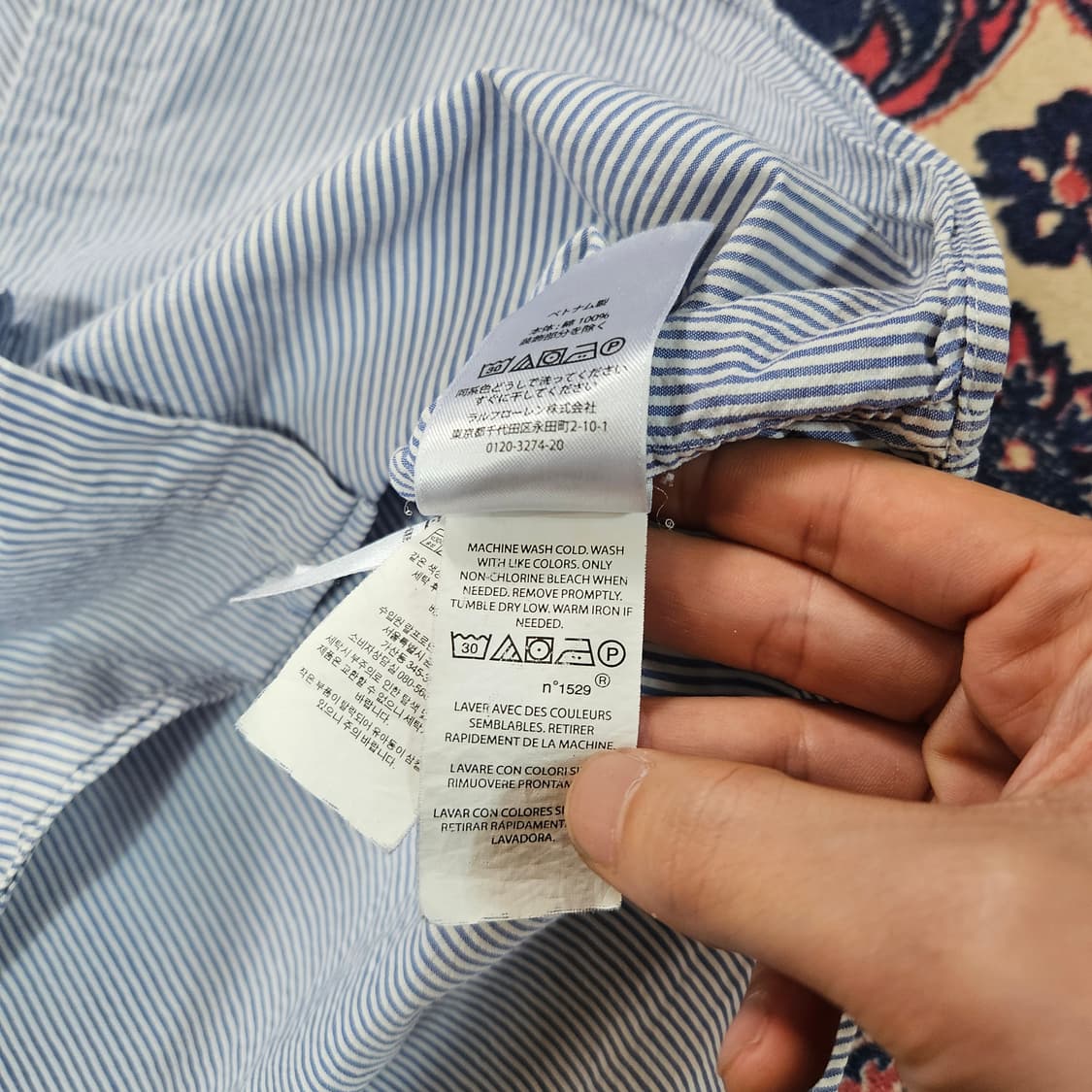 랄프로렌 클레식핏 버튼다운 스트라이프 반팔 셔츠 L 상품이미지8