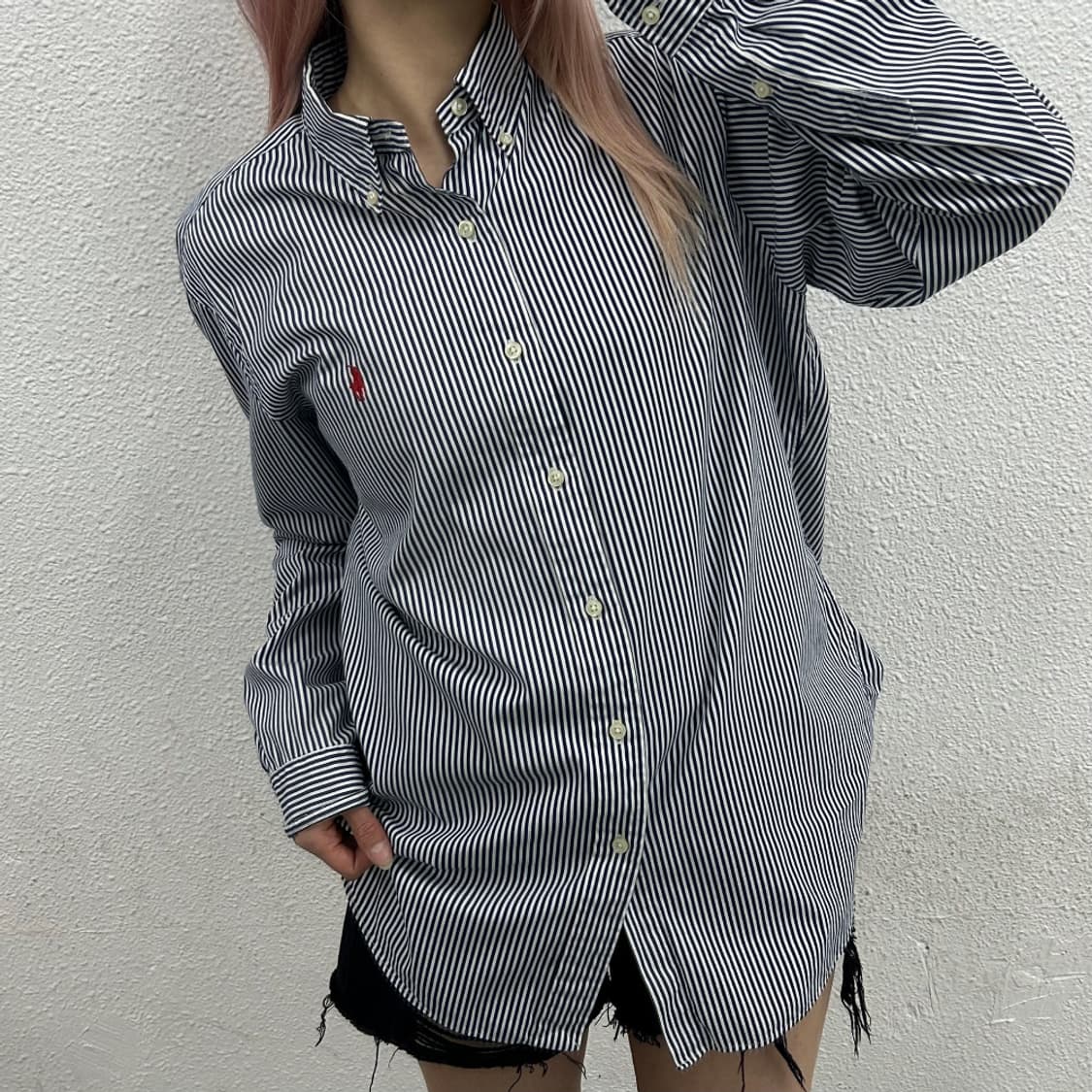 폴로 랄프로렌 레드포니 네이비 스트라이프 셔츠 M 상품이미지1