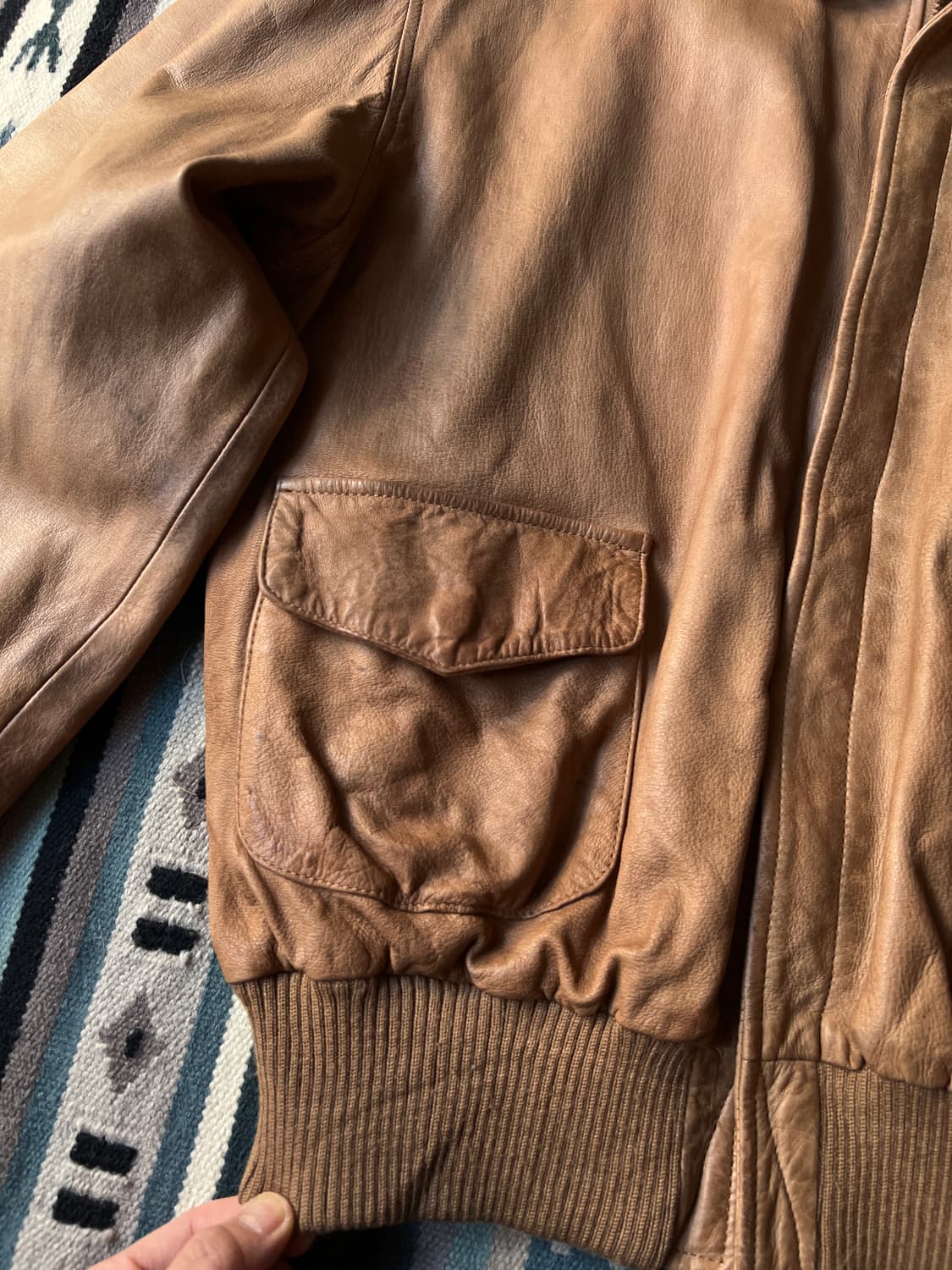 [M]90's 폴로 랄프로렌 A-2 레더 플라이트 자켓 상품이미지4