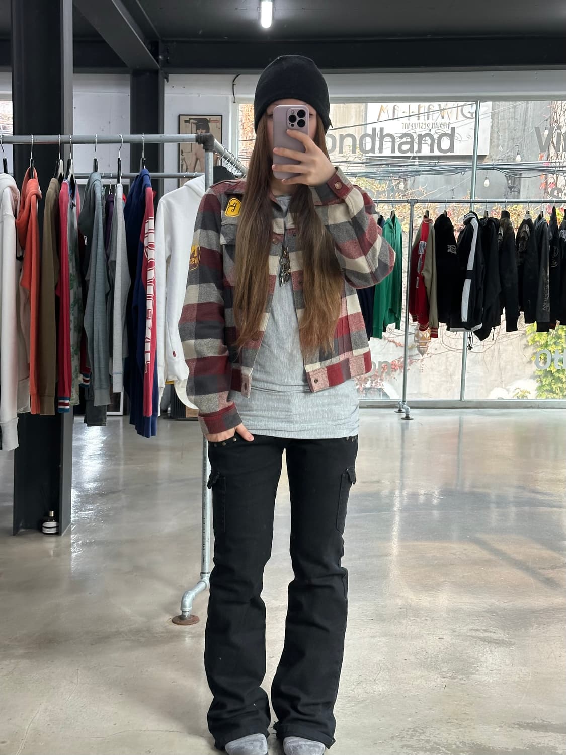 히스테릭글래머 Kinky Jeans 빅로고포켓 체크셔츠자켓 상품이미지5