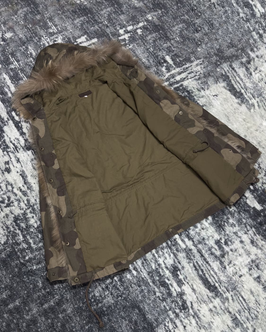 Y2K Faux Fur-Trim Camo Parka 상품이미지5