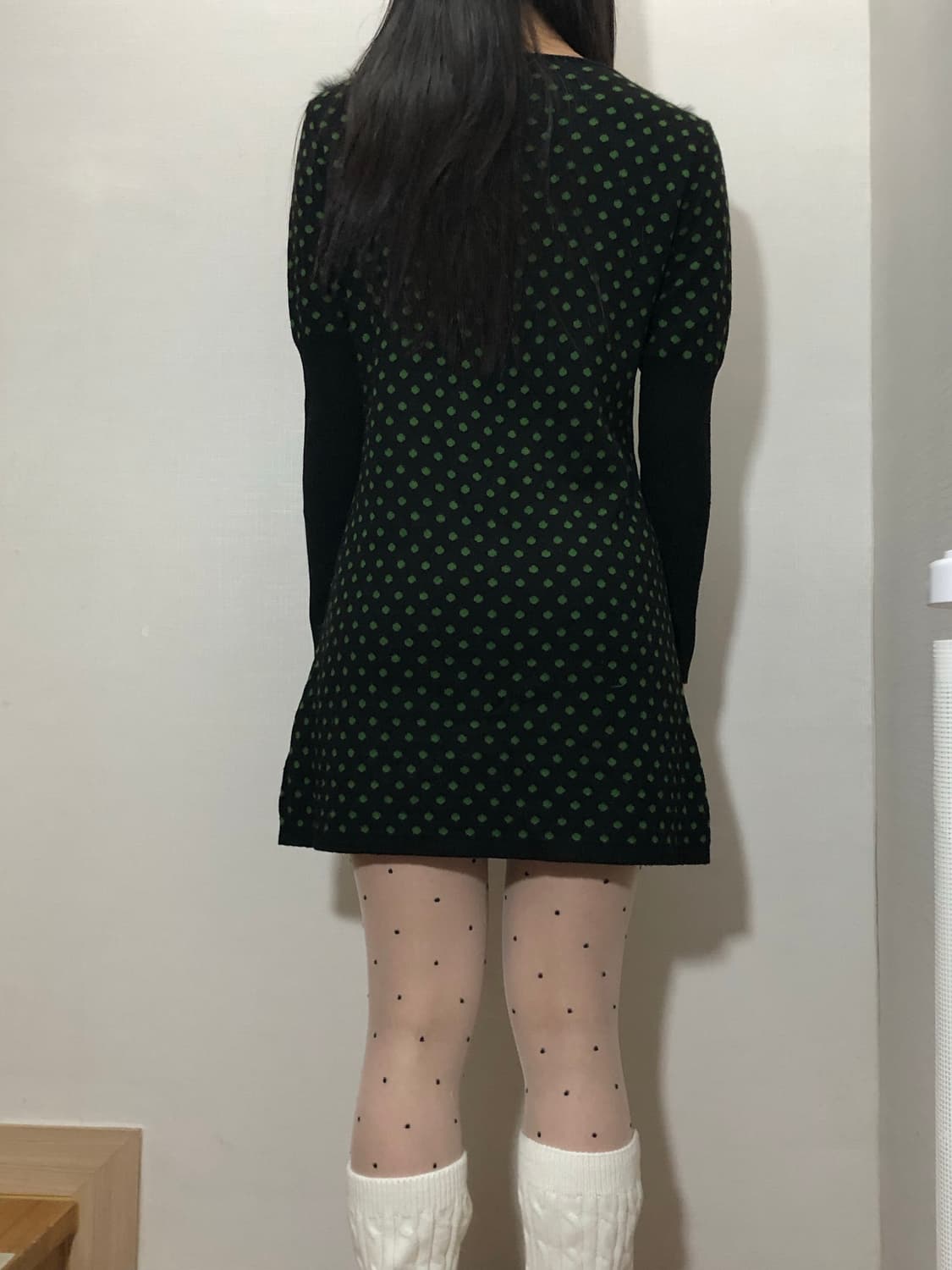 빈티지 블랙 그린 도트 원피스 상품이미지7