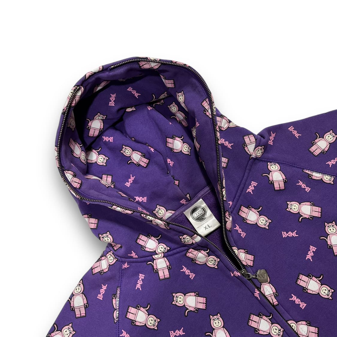 뱅크 퍼플 캣 레고 패턴 아트 빈티지 후디 집업 상품이미지4