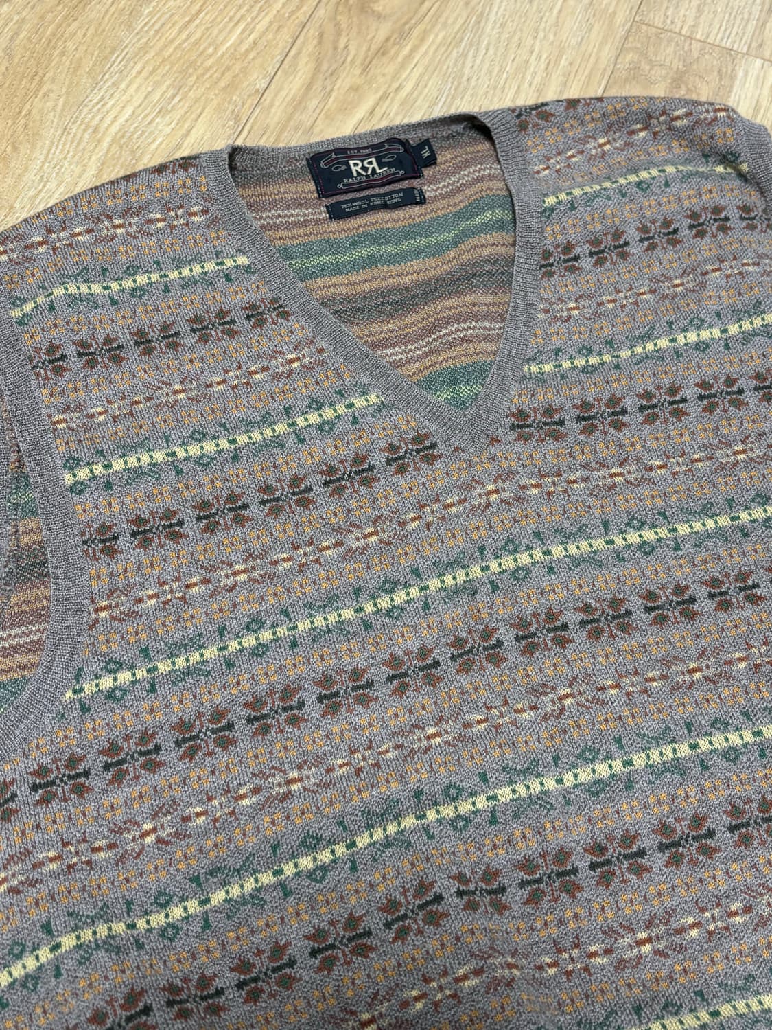 XL) 90s RRL 페어아일 니트 베스트 상품이미지3