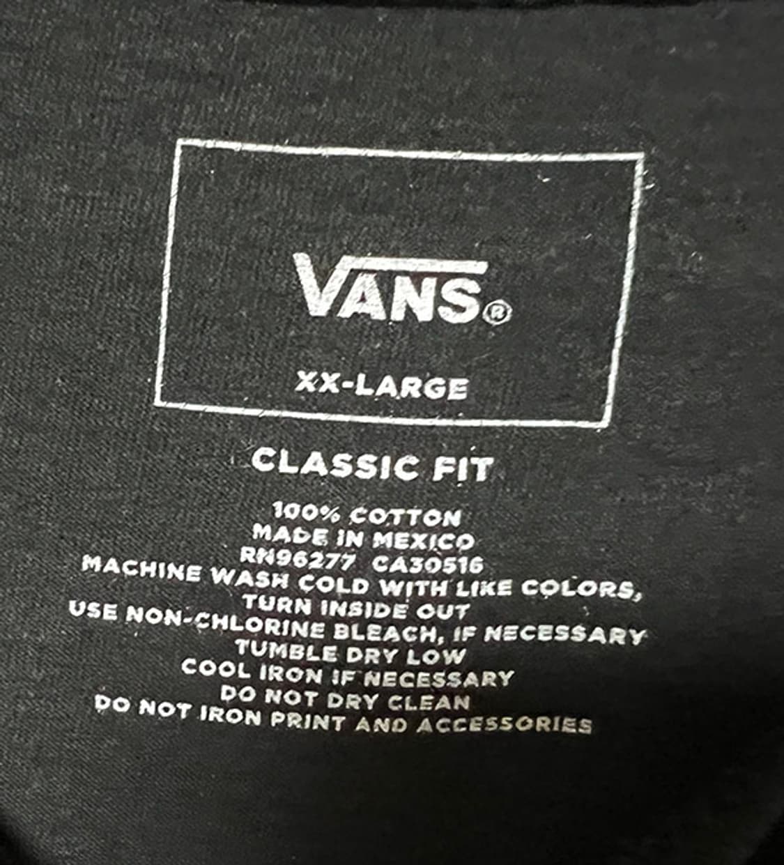 VANS 반스 클래식로고 남자 반팔티셔츠 블랙 라운드넥 XXXL 115 상품이미지3