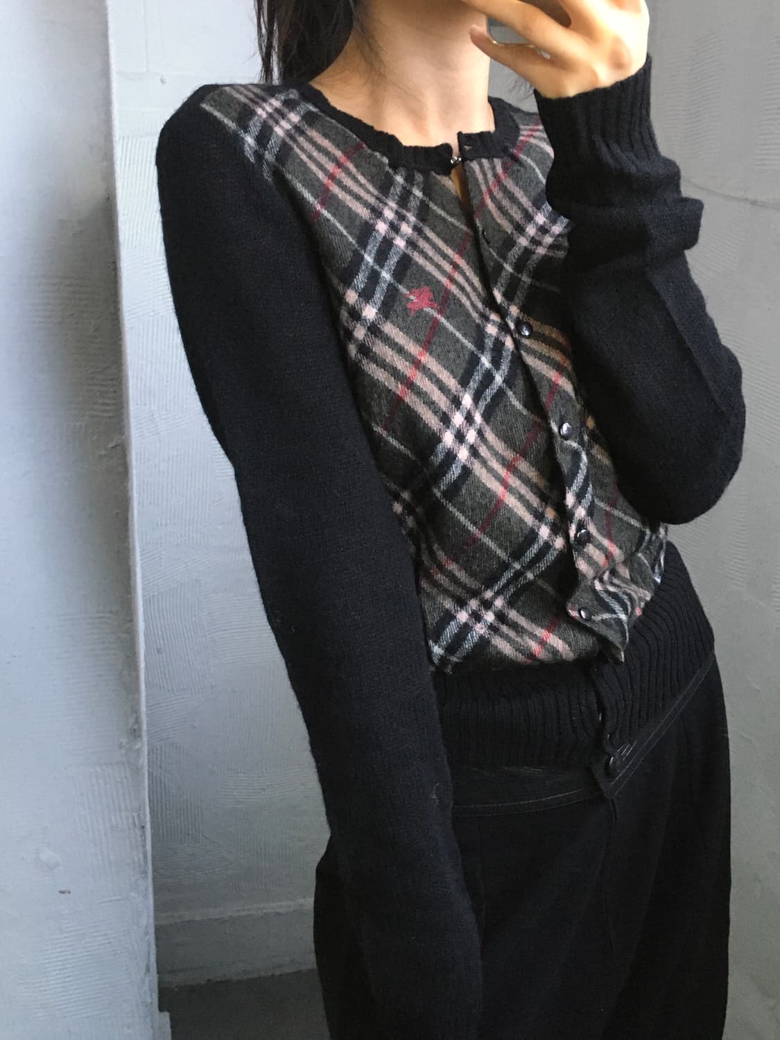 Burberry 버버리 블루 라벨 체크 니트 가디건 상품이미지4