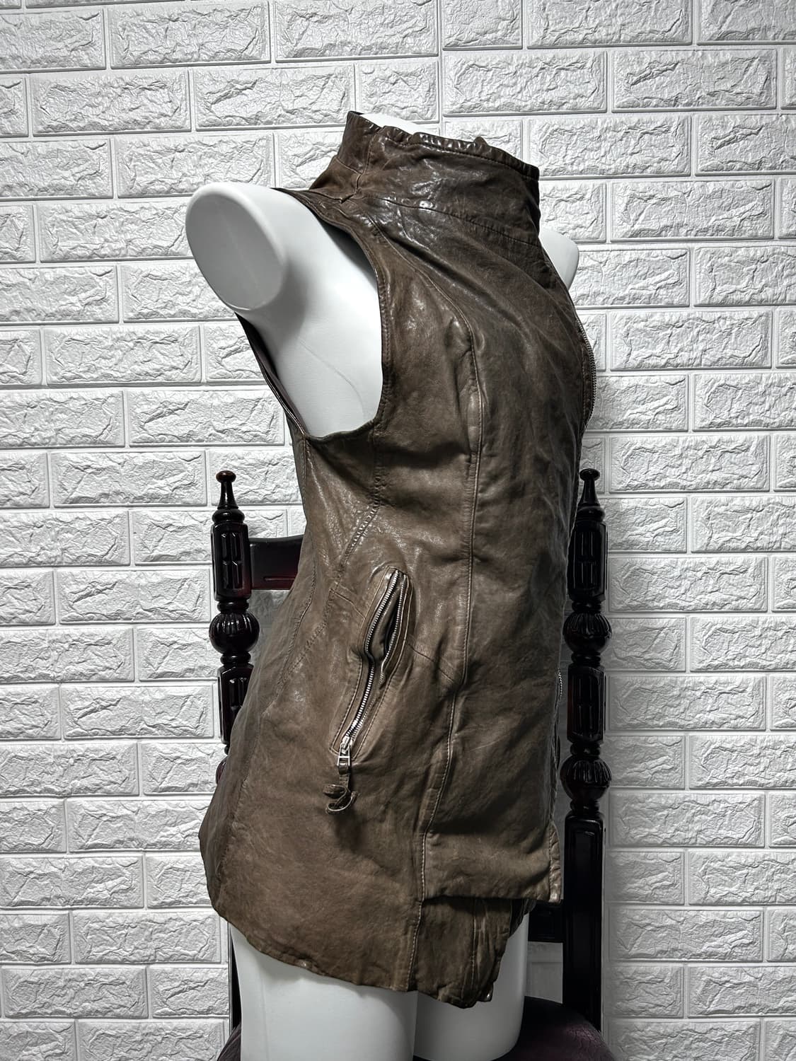 Demoo 램스킨 롱 드레이프 베스트 상품이미지4