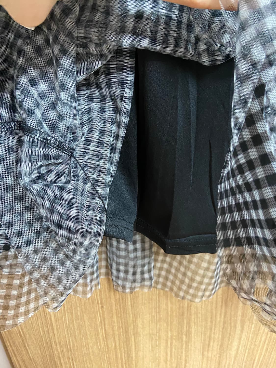 재팬빈티지 김엄 체크 롱 샤스커트 블랙 상품이미지4