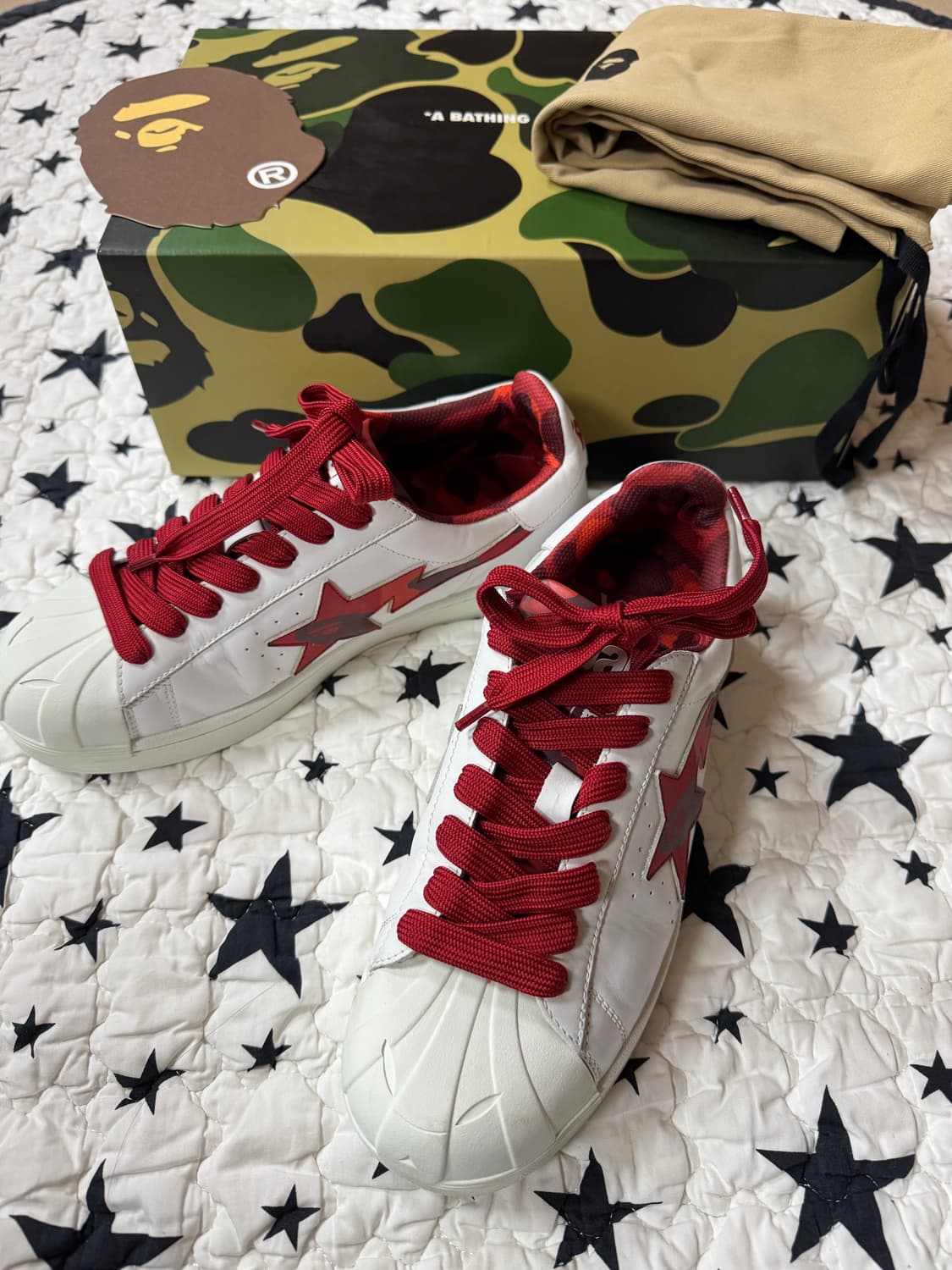 베이프 스컬 스타 화이트/레드 상품이미지1