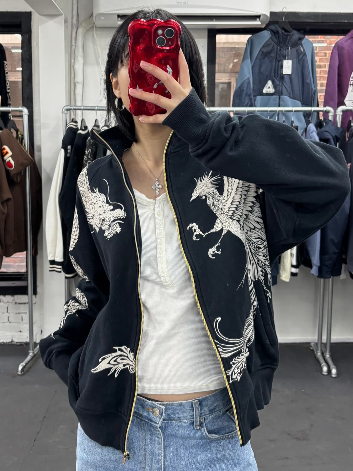 카라쿠리 타마시 오리엔탈 자수 집업 상품이미지1