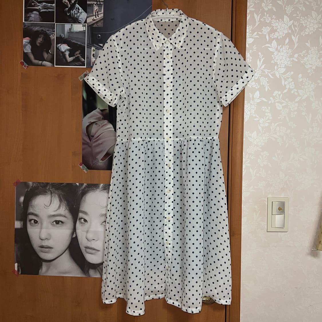 도트 반팔 셔츠 원피스 상품이미지1