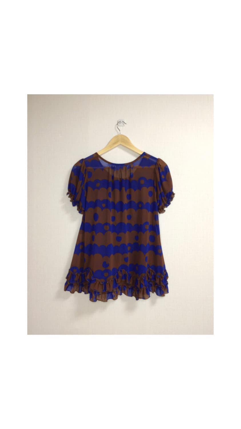 Ne-net 네넷냐 브라운 도트 땡땡이 프릴 퍼프 블라우스 상품이미지5