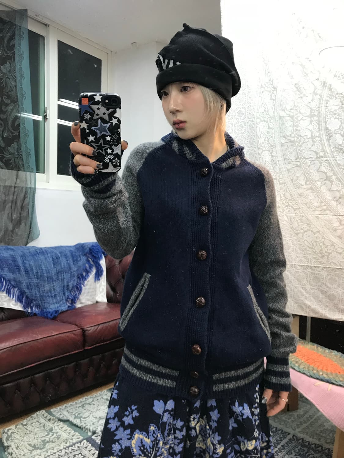 빈티지 나그랑 숄카라 니트 가디건 상품이미지1