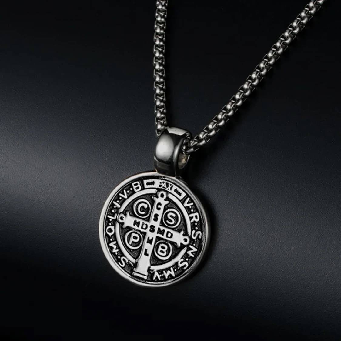 성 베네딕토 펜던트 스테인레스 스틸 목걸이 22x22 mm 상품이미지1