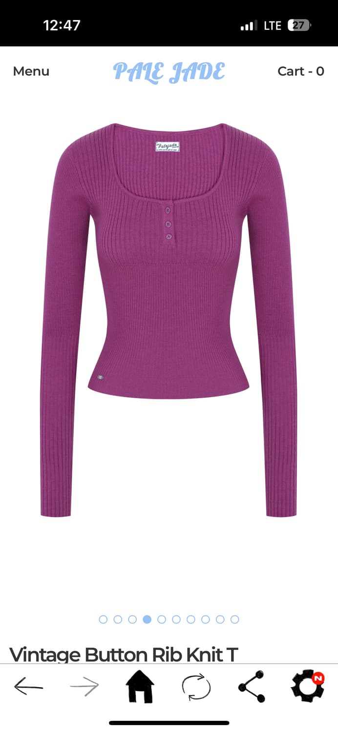 새상품) 페일제이드 빈티지 버튼 립 니트 티 퍼플 2 상품이미지1