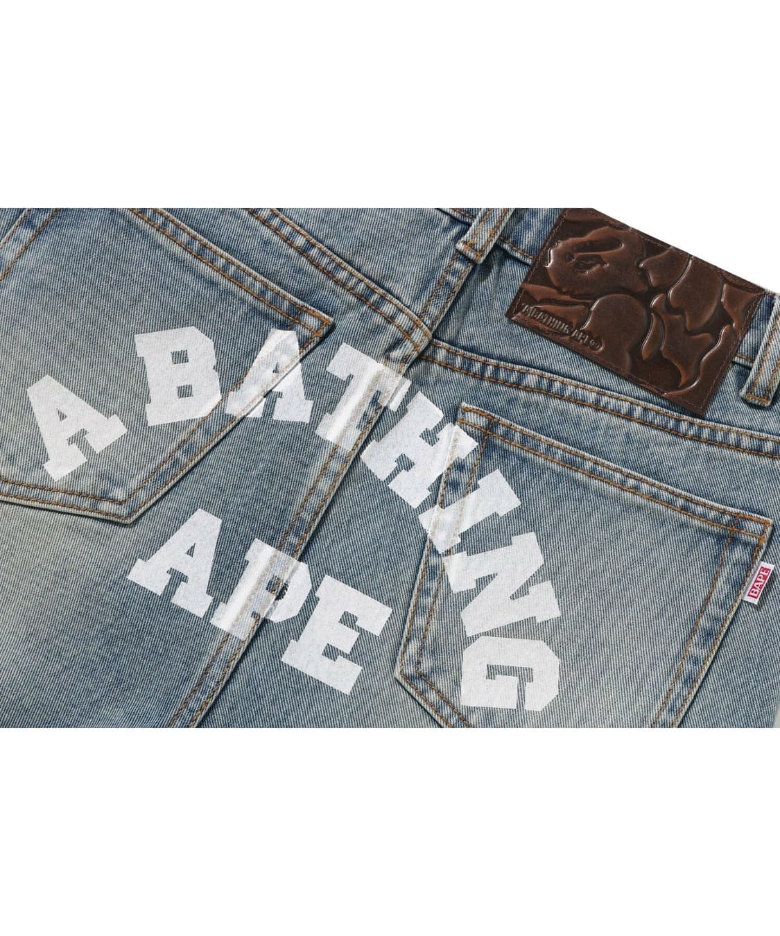 (W) 베이프 어 베이싱 에이프 로고 부츠컷 데님 팬츠 인디고 상품이미지5