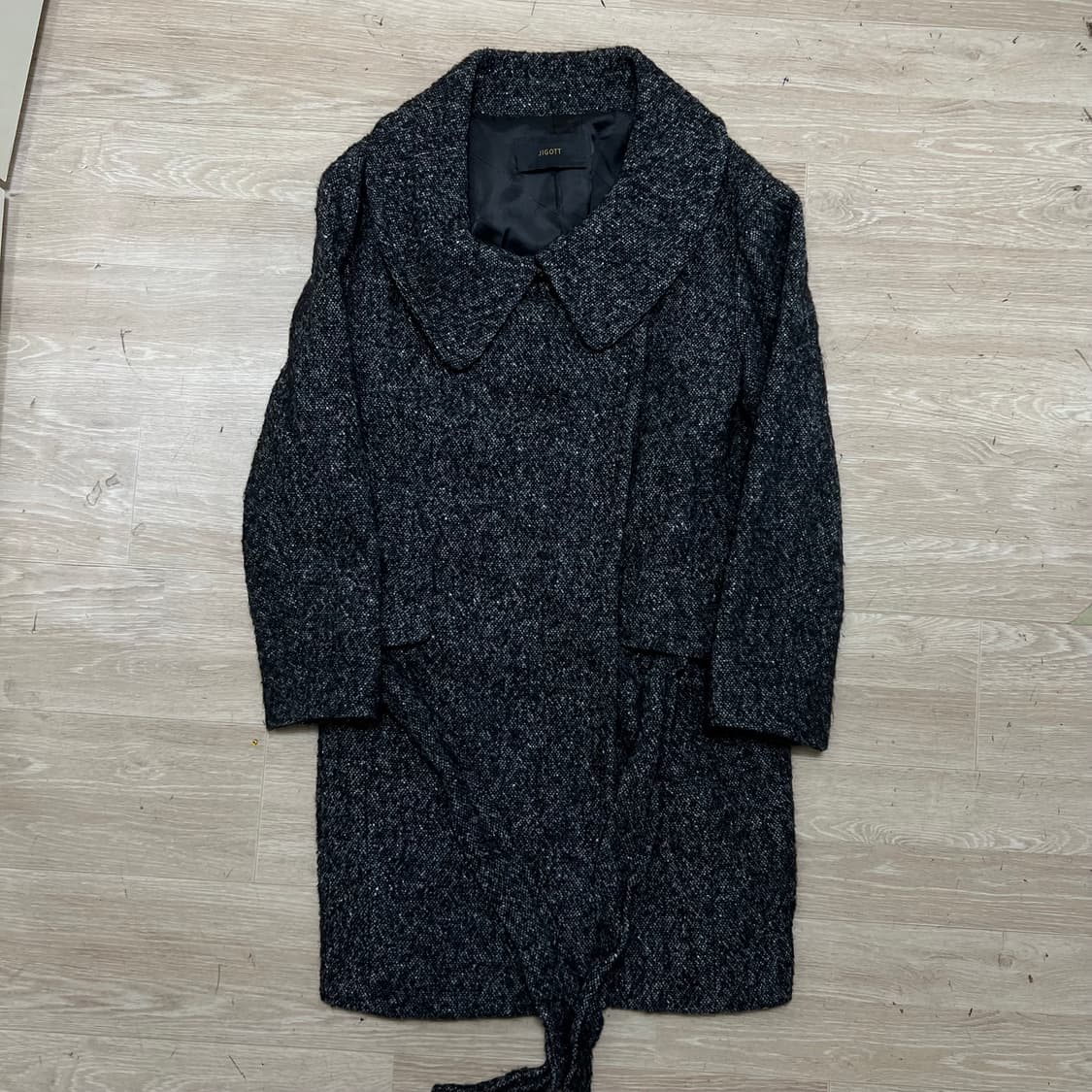 지고트 여성 알파카 헤링본 미디엄 랩코트 [차콜] XS/85 상품이미지1