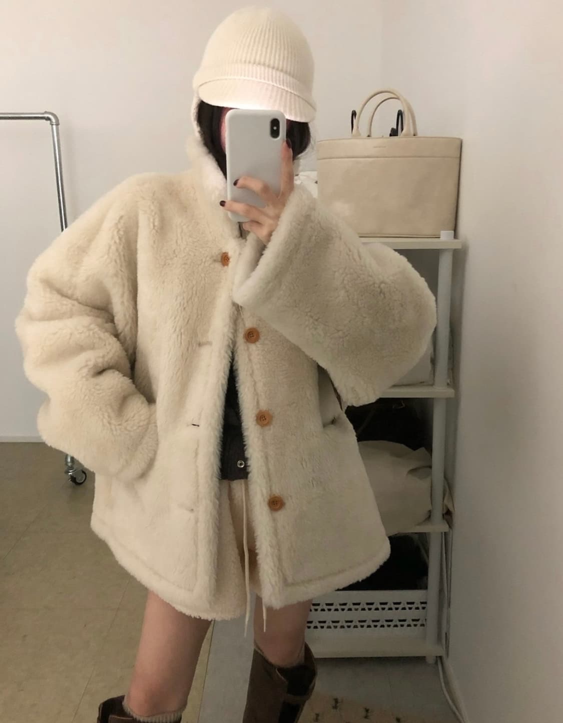 (새상품)유인어스 퓨로 리버시블 무스탕 상품이미지8