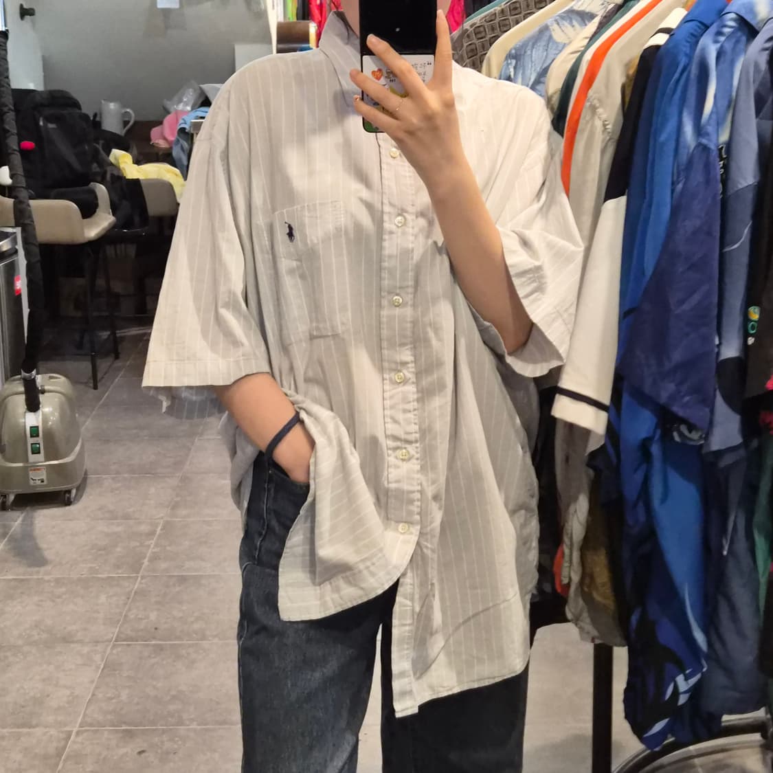 [NO.9] 폴로 반팔 스트라이프셔츠 하늘색/화이트 라인 상품이미지2