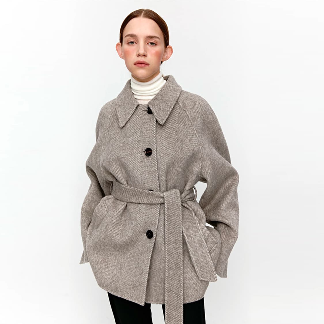 모한(MOHAN) TWF 알파카 세미 더블 하프코트 프리사이즈 상품이미지1