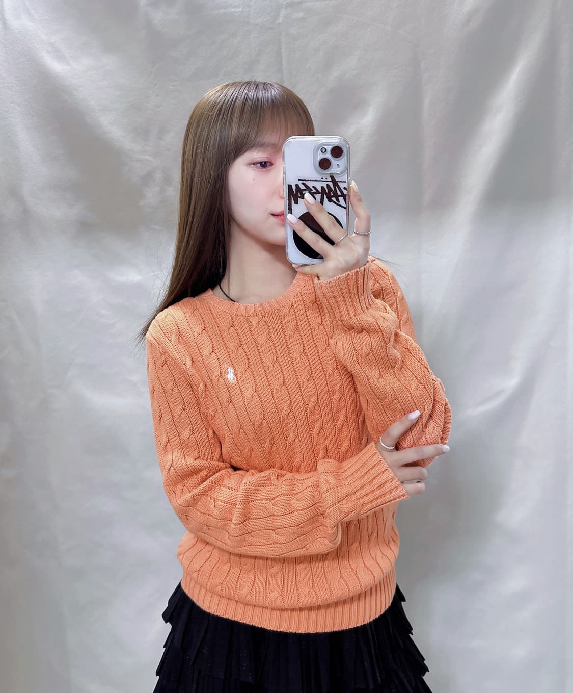 폴로 랄프로렌 화이트포니 피치 꽈배기 니트  상품이미지1