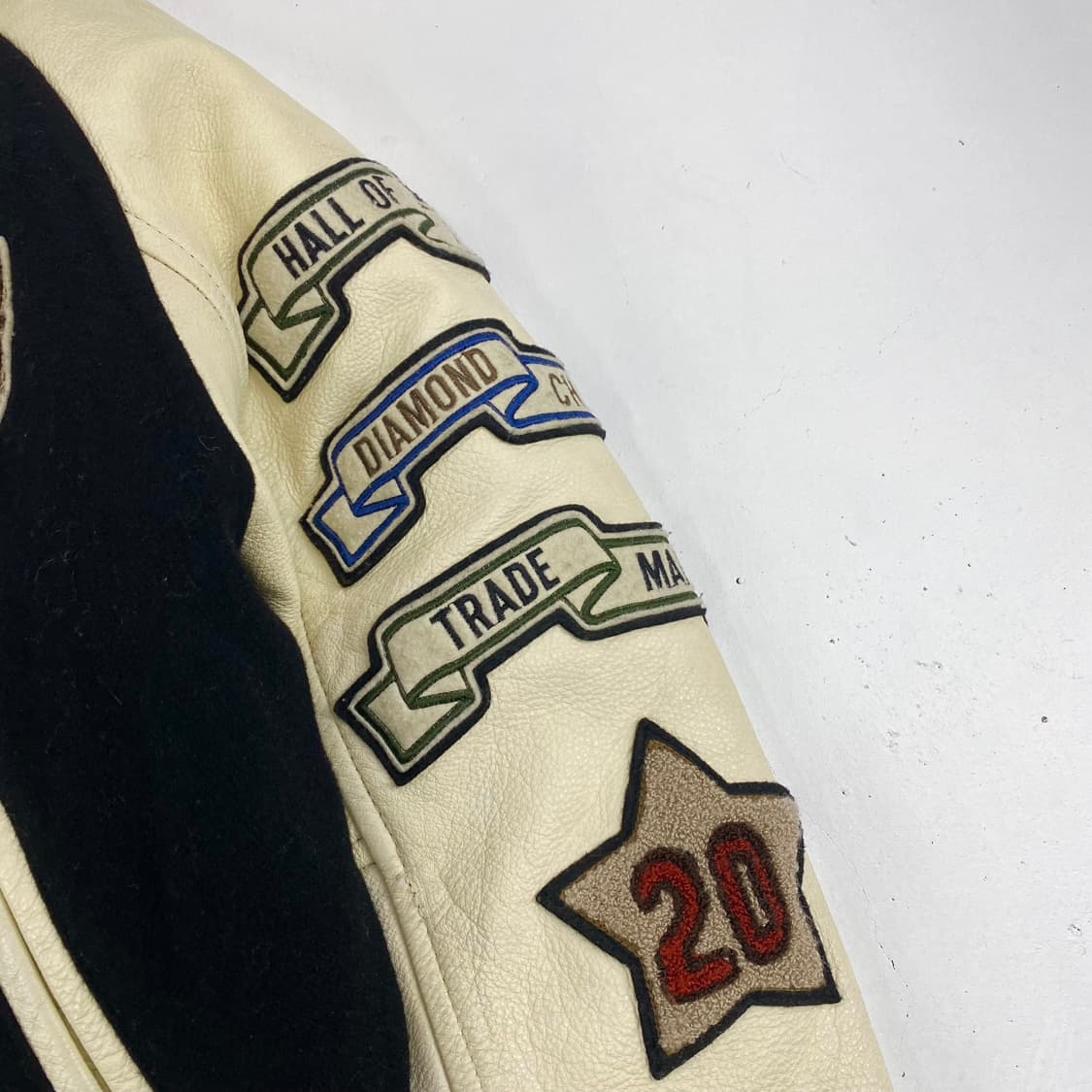 라이트 스태프 챔프 팀 빈티지 레더 배색 바시티 자켓 (100) 상품이미지9