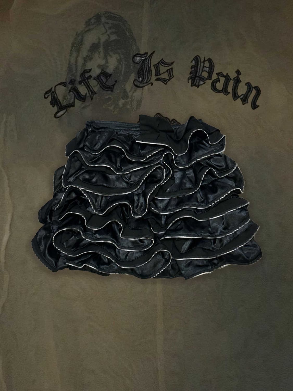 빈티지 펑크 블랙 지퍼 디테일 스커트 상품이미지1