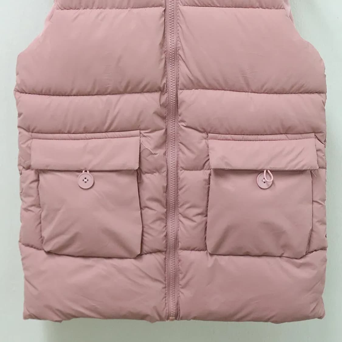 딸기우유 퍼 후드 포인트 패딩 베스트 62232 상품이미지4