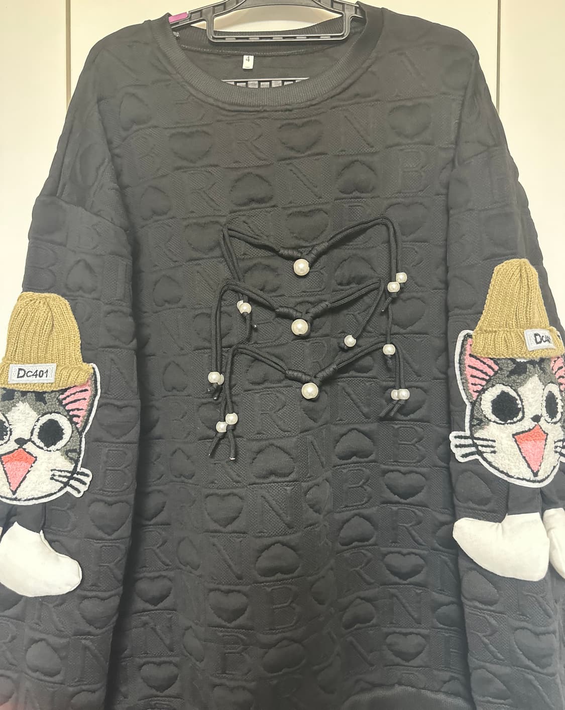 고양이 캐릭터 엠보싱 맨투맨 원피스 상품이미지4