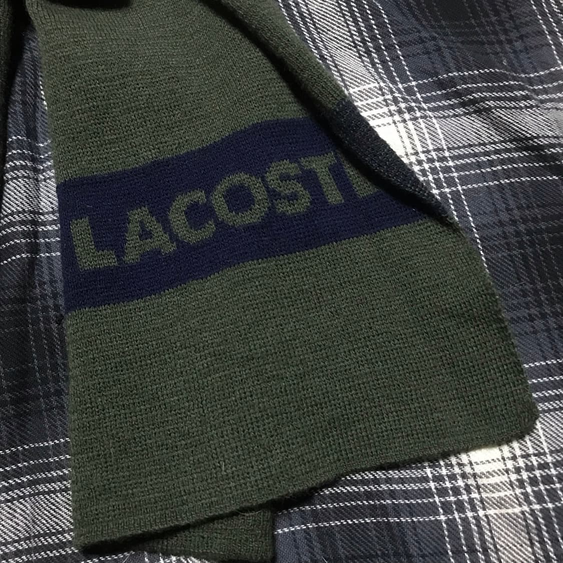 재팬 라코스테 일본판 올리브 카키 앤 네이비 머플러 상품이미지3