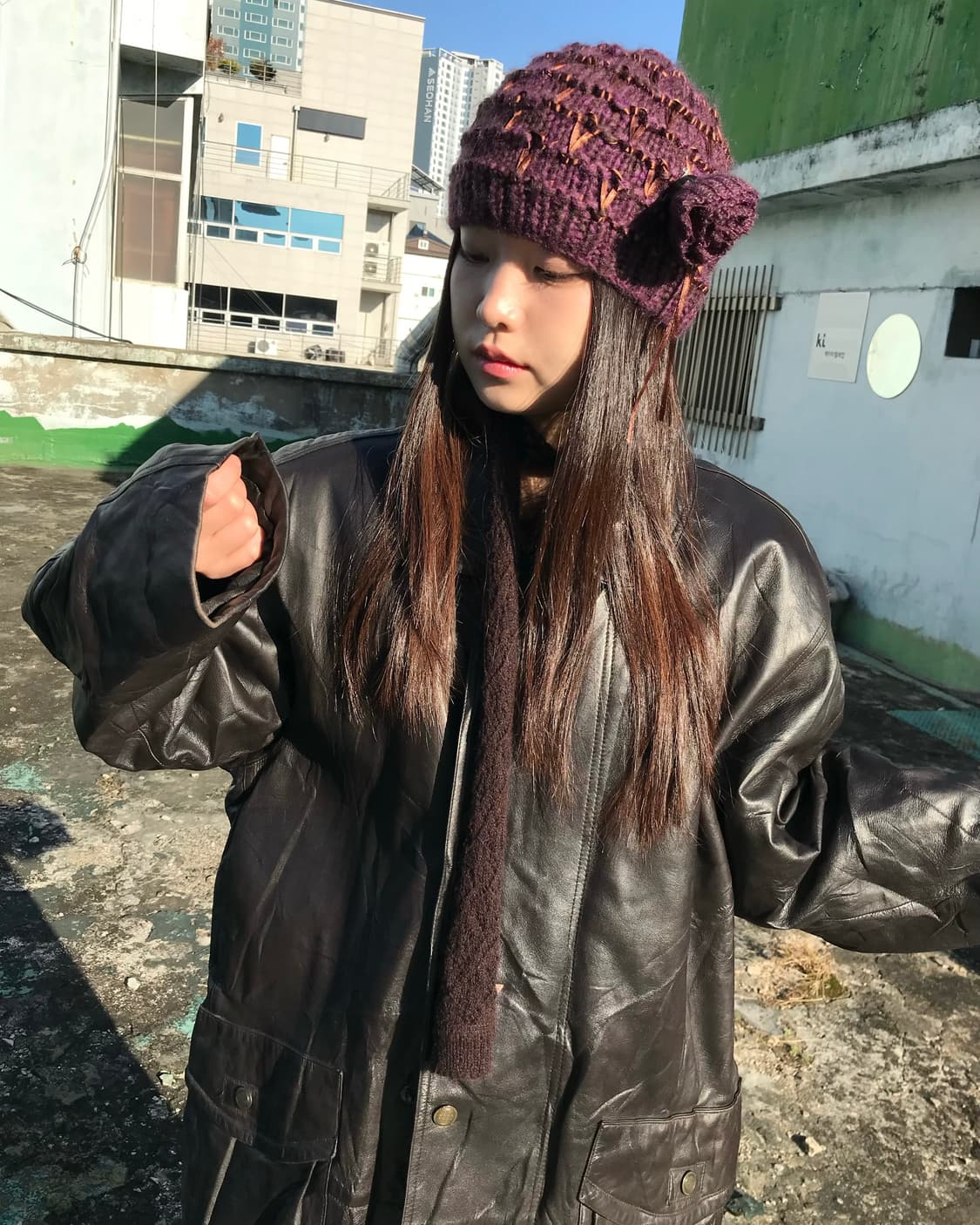 오버사이즈 블랙 레더 코트  상품이미지4