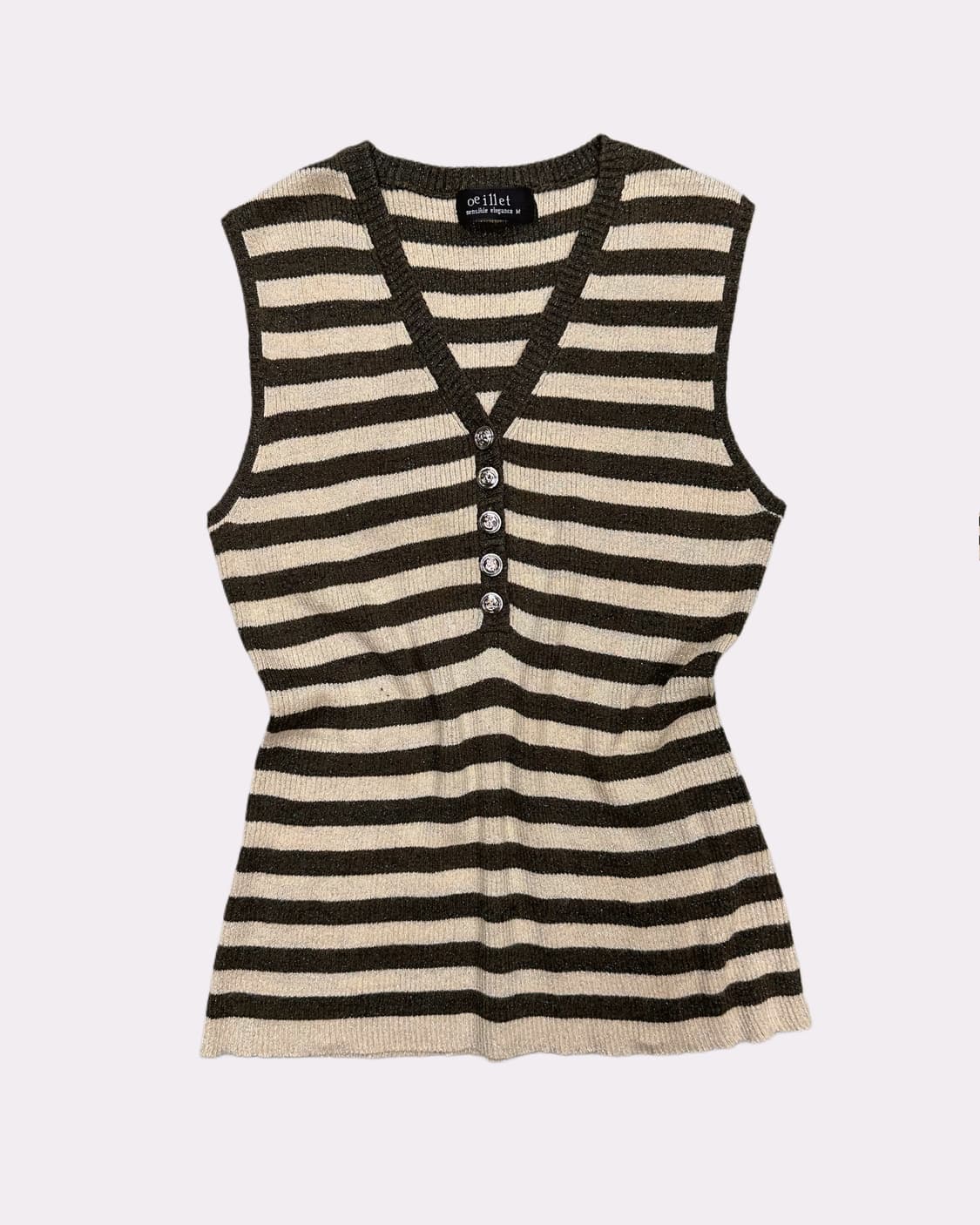 glitter stripe button sleeveless 상품이미지1