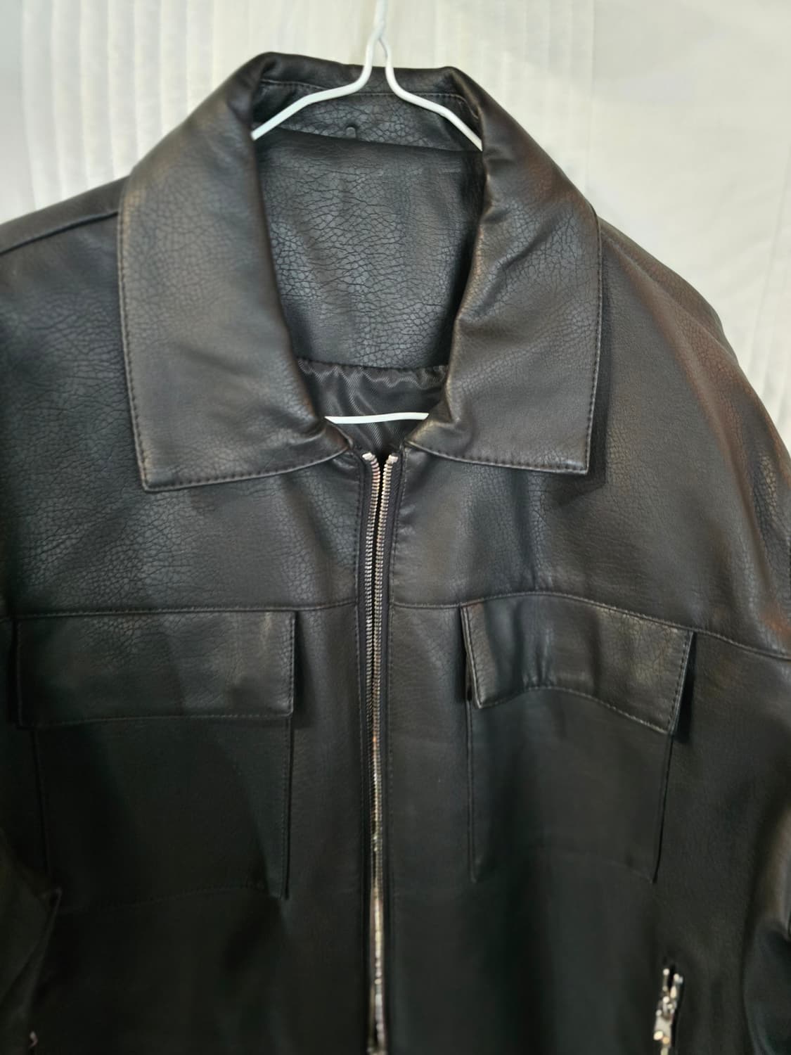 블랙 인조 가죽 자켓 점퍼 상품이미지1