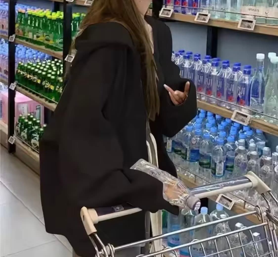 블랙 오버핏 기모 후드 집업 XL 미착용 새제품 상품이미지1