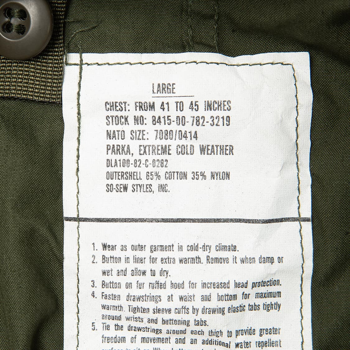 [L] 80s 미군 M65 피쉬테일 파카 데드스탁 오리지널  상품이미지8