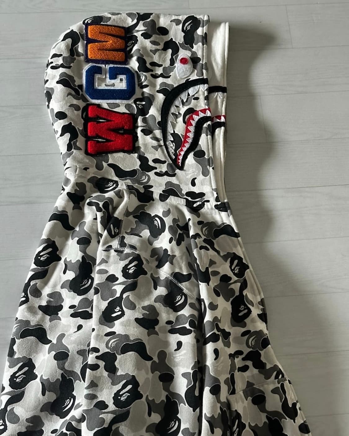 급처중) 베이프 더블 샤크 후드집업 화이트 상품이미지1