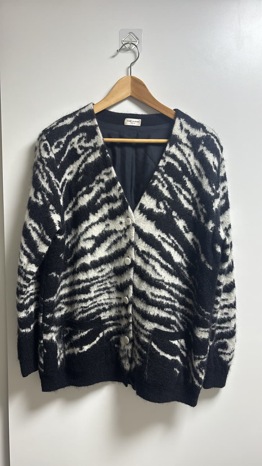 (급처) 생로랑 14fw 에디슬리먼 지브라 모헤어 가디건 xs사이즈 상품이미지1