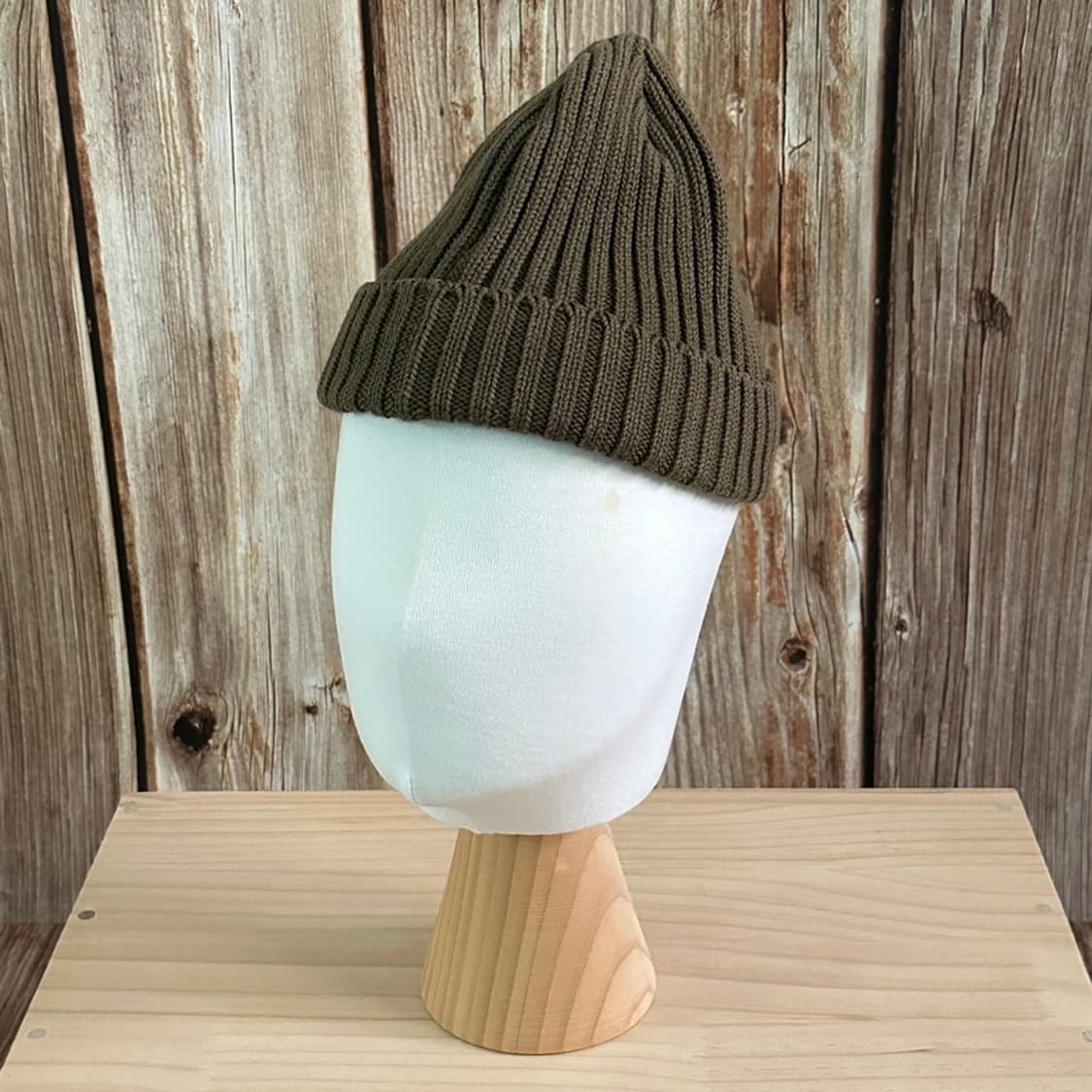 키지마타카유키 코튼 골지 비니 올리브 색상 상품이미지1