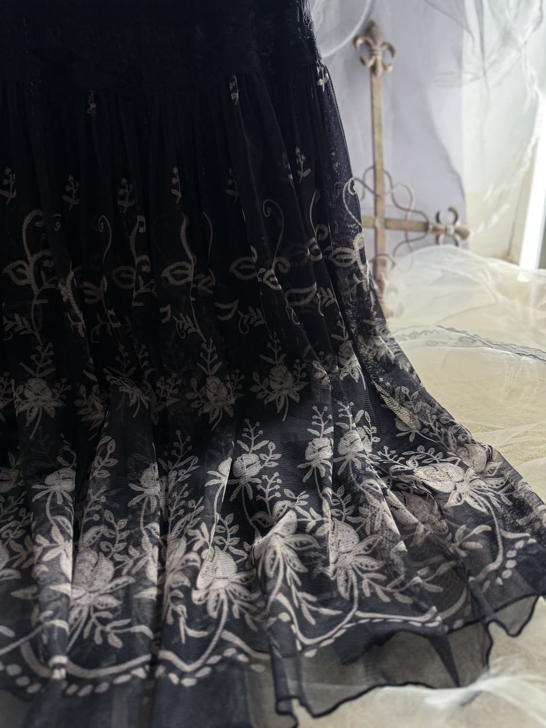 Floral Embroidered Lace Skirt 0197 상품이미지3