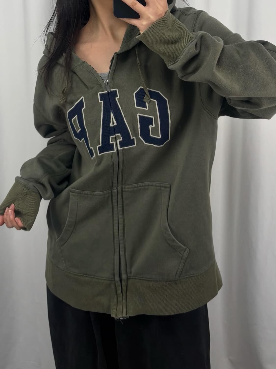 갭 카키 후드집업 상품이미지1