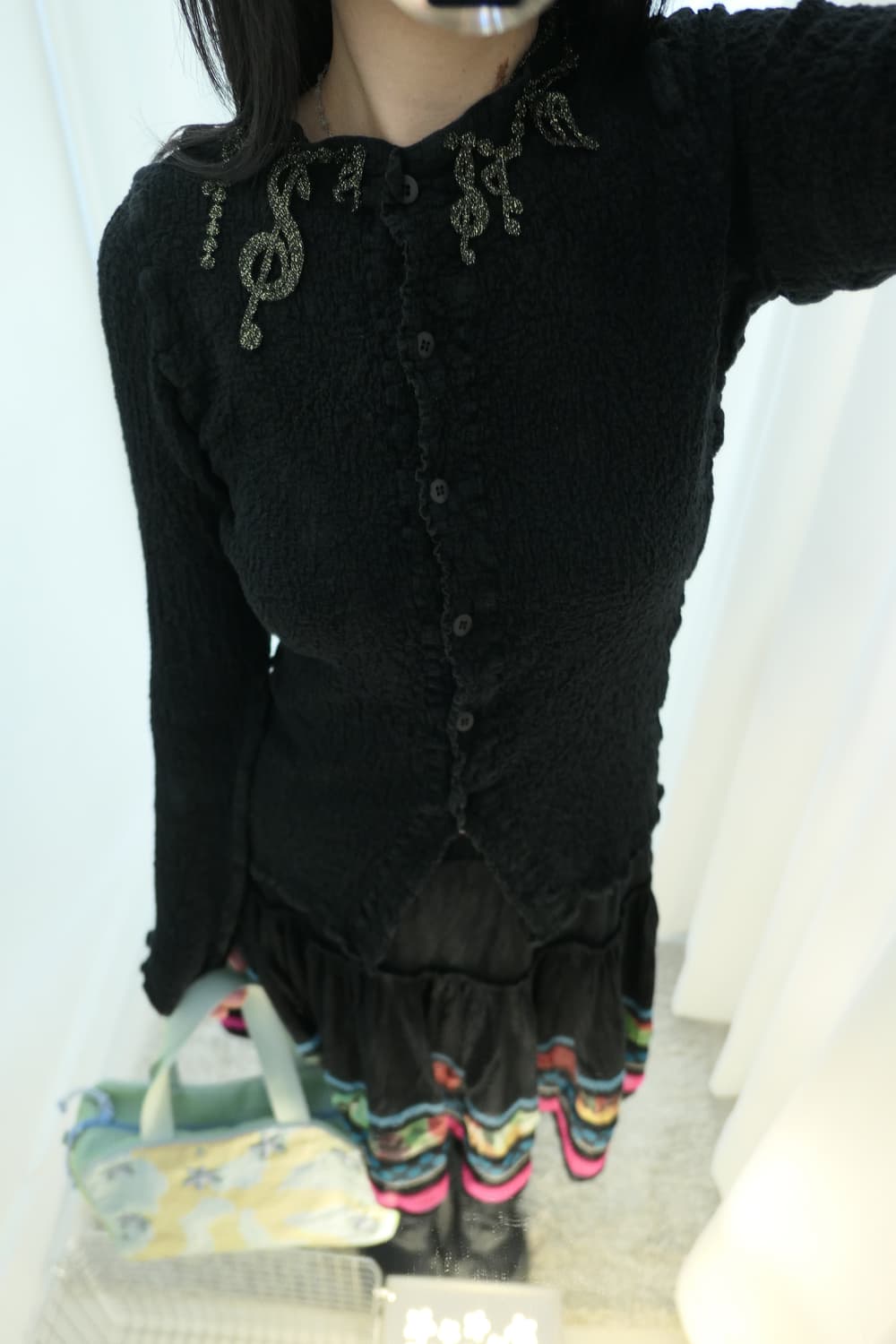Music note wrinkled cardigan 상품이미지5