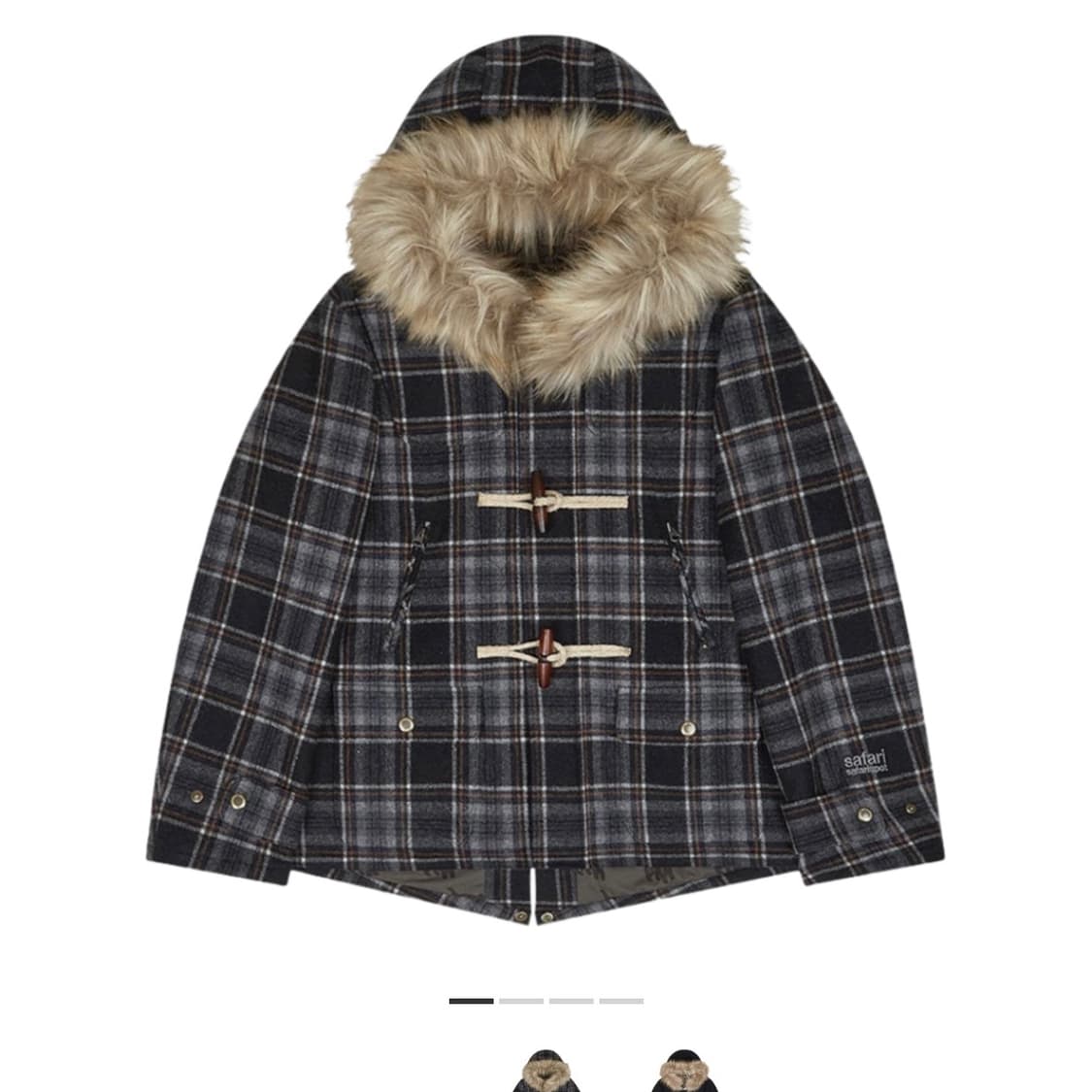 사파리스팟 1/2 레기온 모터스 클럽 페이크 퍼 체크 더플 코트 상품이미지1