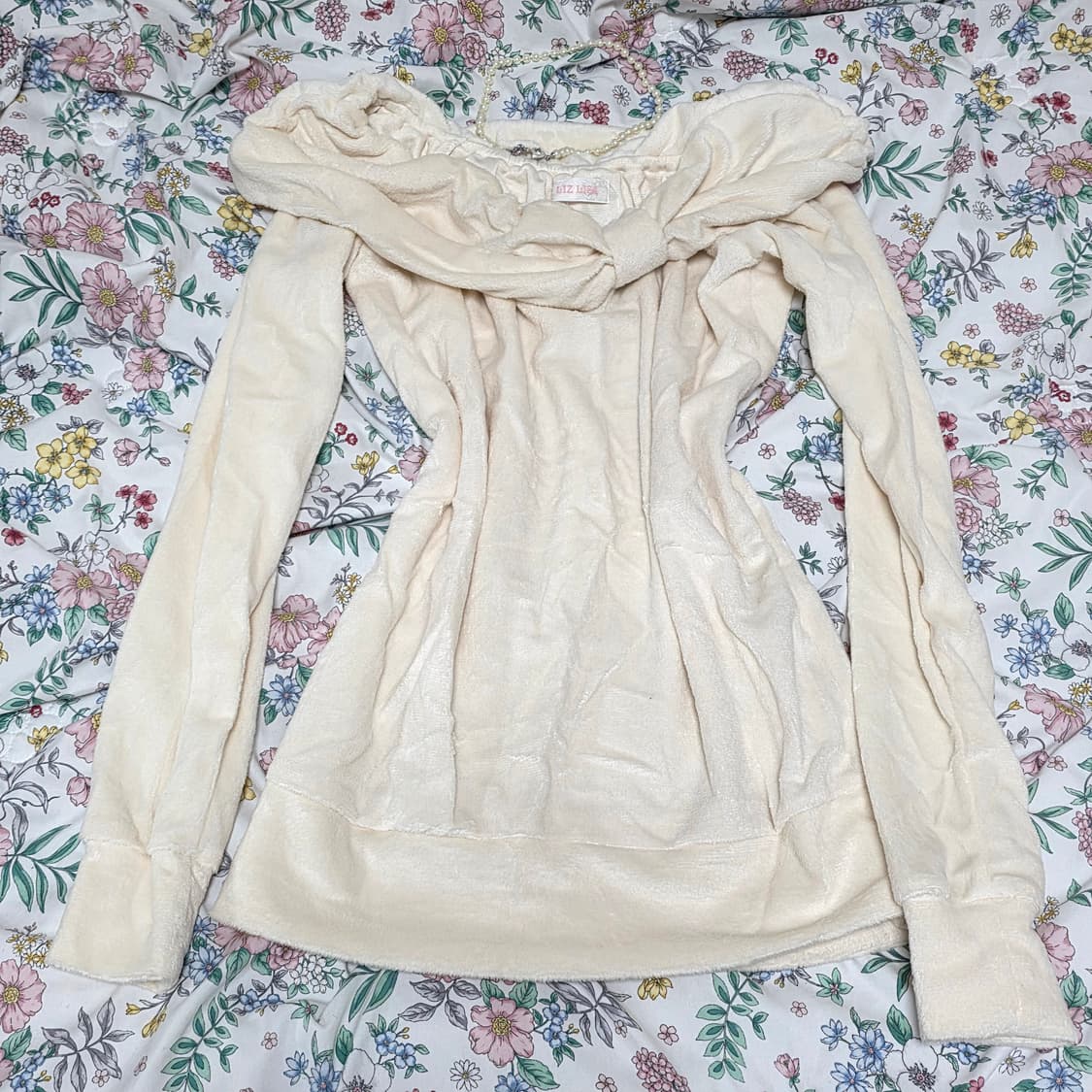 리즈리사 일본빈티지)리본 라떼히메갸루st 양산형 오프숄더 긴팔 상품이미지2